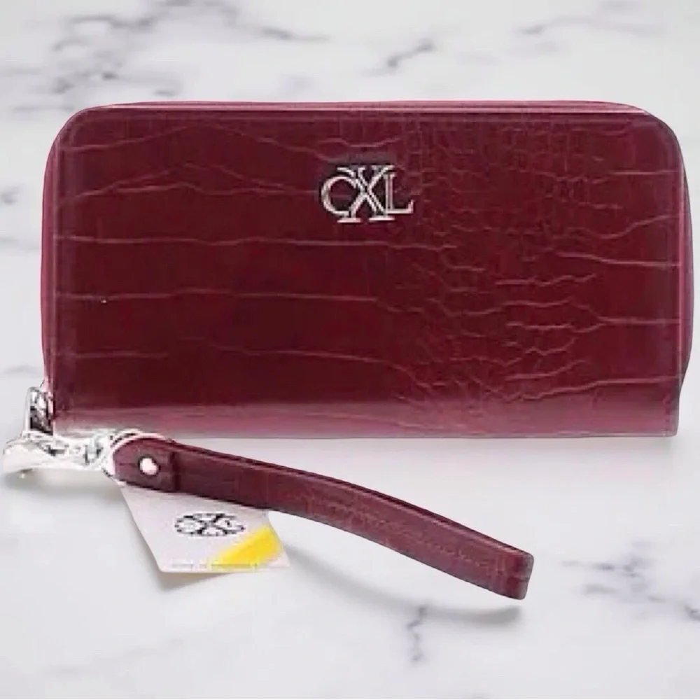 CXL by Christian Lacroix Kara Croco Zip Wristlet Wallet Red NWT Classic